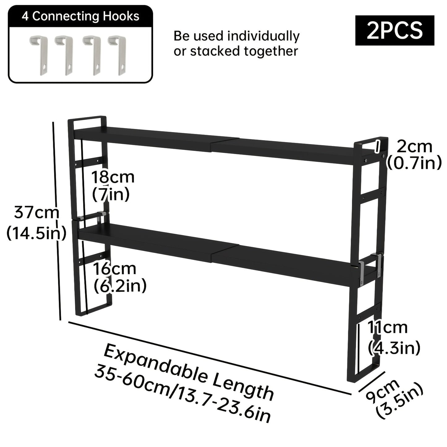 Narrow Shelf Organizer for Kitchen Bathroom Windowsill, Slim Adjustable Stackable Rack for Small Spaces