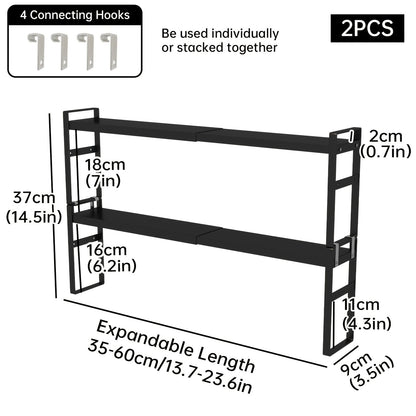Narrow Shelf Organizer for Kitchen Bathroom Windowsill, Slim Adjustable Stackable Rack for Small Spaces