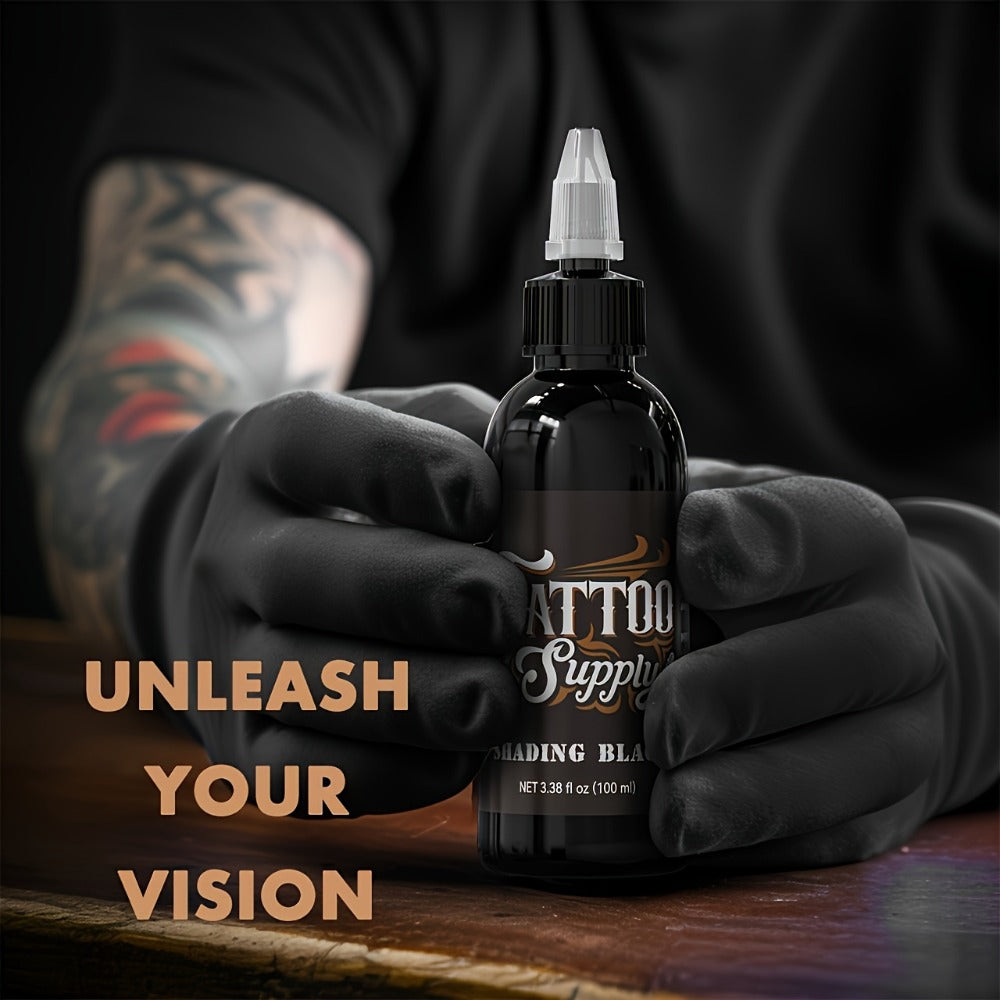Neebol Super Black Tattoo Ink Darkest Outlining Shading Blending Fade-Resistant Professional Body Art Pigment for Artists & Beginners 100ml