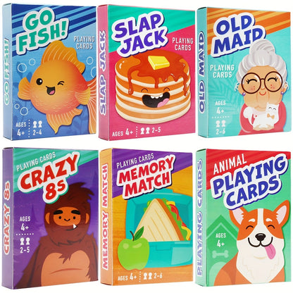 Kids Card Games 6 in 1 Set with 6 Decks Go Fish Old Maid Crazy Eights Memory with the Listed Color, Size or Set Options for Everyday Use