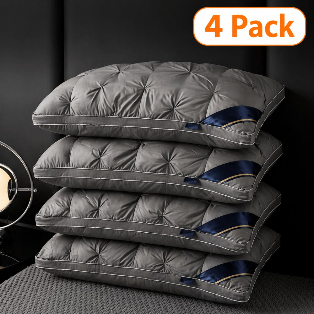 Hotel Quality Pillow Soft Polyester Fiber Deep Sleep Neck Support – No Collapse All Season Machine Washable Satin Cover Zipper Closure White