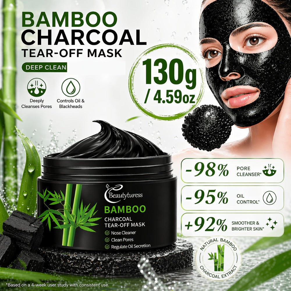 Bamboo Charcoal Clay Face Mask Deep Cleansing Pore Minimizing Oil Control Blackhead Remover for Bath Time, Home Spa and Personal Care