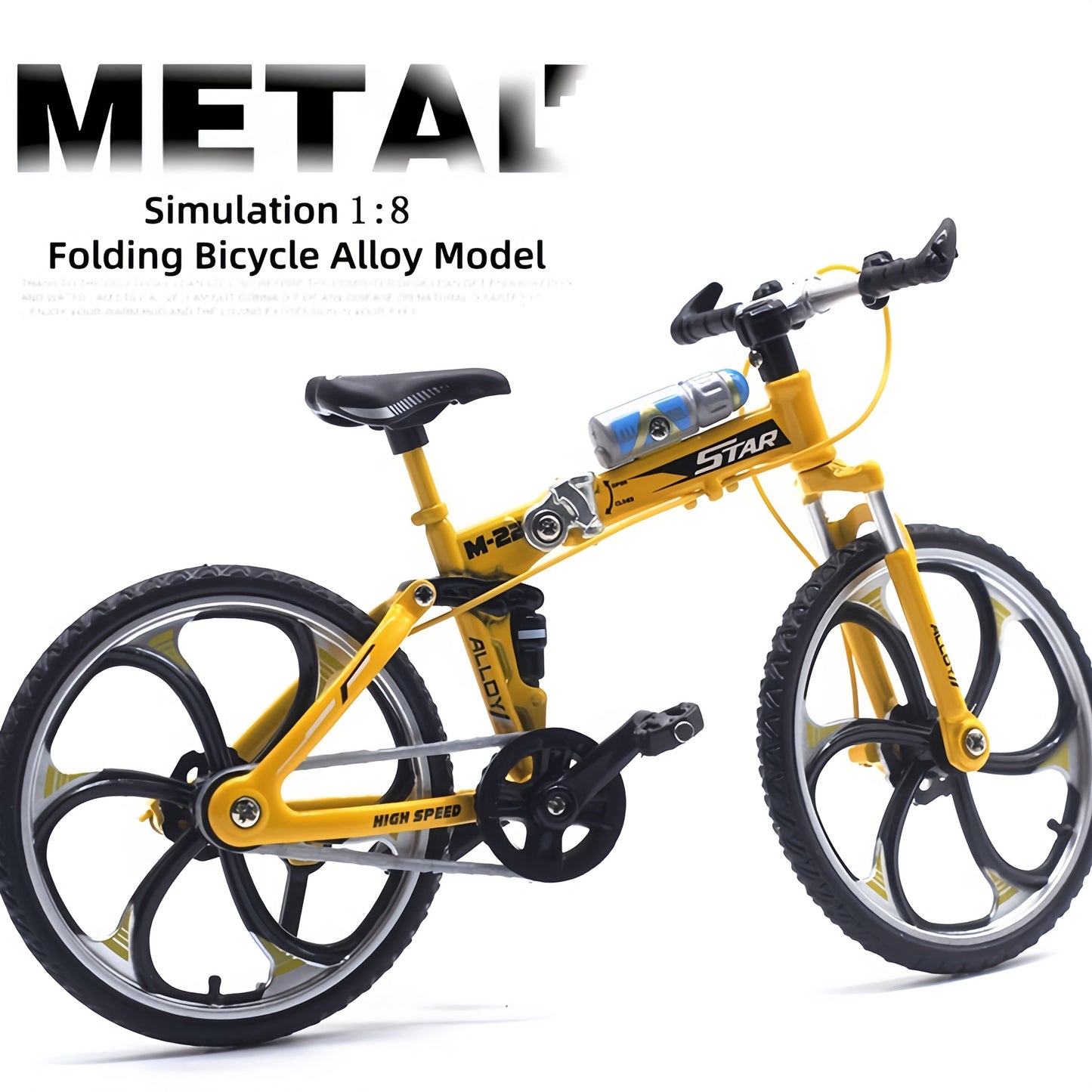 Diecast Mountain Bike Model 1:8 Scale Alloy Foldable Miniature Bicycle Figurine for Home Office Desk Decor