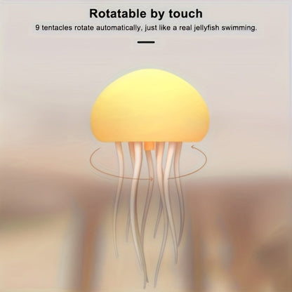 Jellyfish-Shaped Table Night Light with White Dome, Flexible Tentacles and Square Base Pictured
