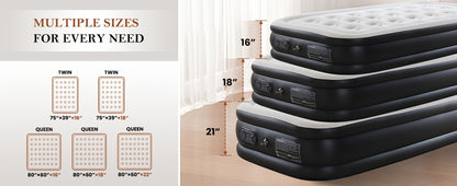 Air Mattress with Coil Beam Support, Plush Velvety Top Bottom - Guest Bed Inflatable Mattress for Camping & Home