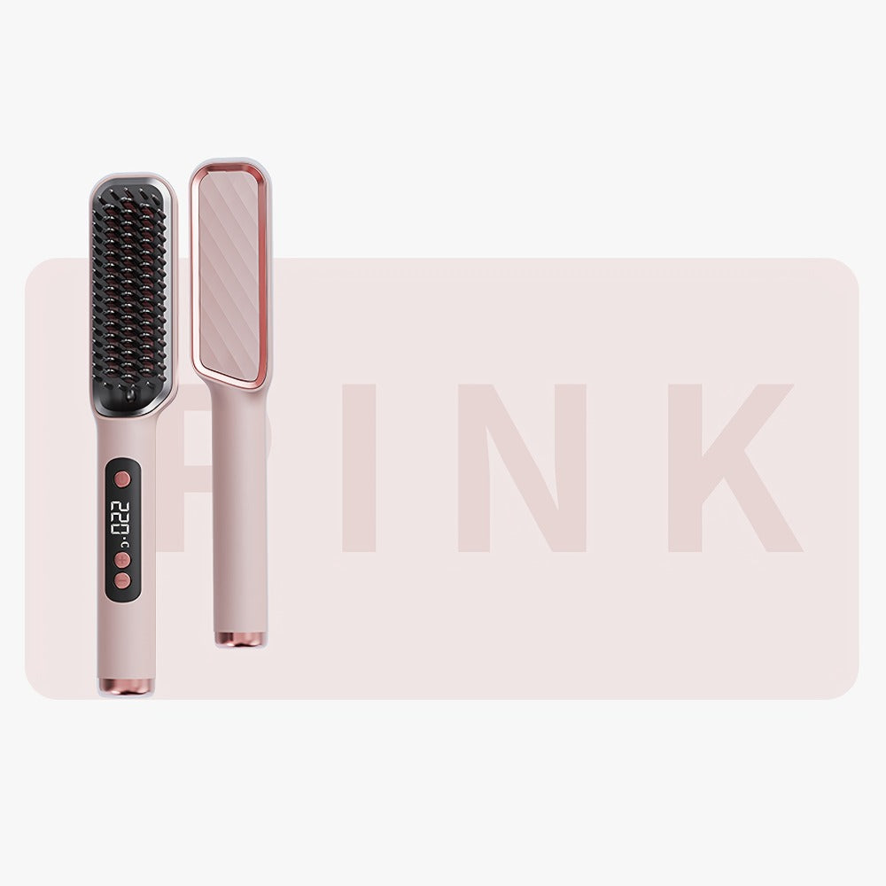 Hair Straightening Brush, 30-60 Sec Fast Heating, 3 Temperature Settings, Wide-Spaced Smooth Glide Teeth