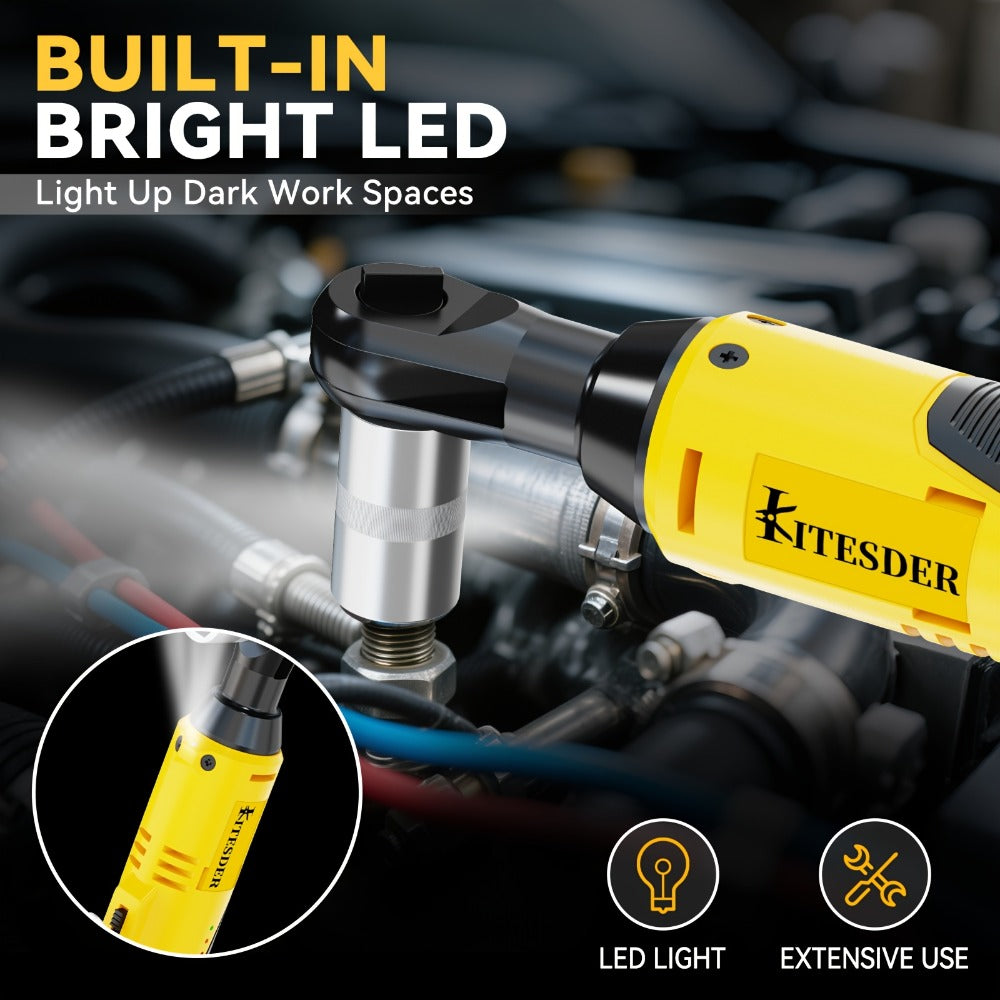 12V Electric Ratchet Wrench Set 400 RPM, 3/8" Cordless Power Ratchet Tool Kit with Variable Speed