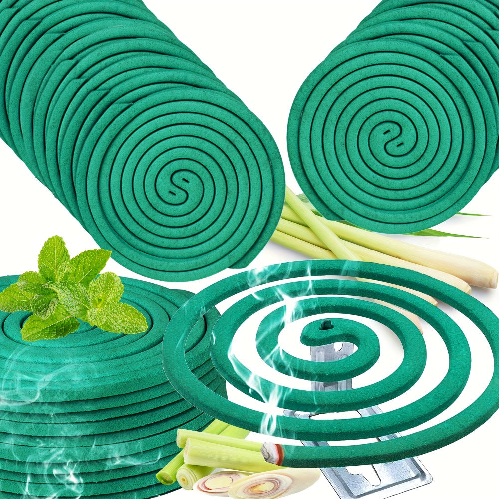 Lemongrass Spiral Incense Coils 10 Pack - Large Natural Herbal Incense for Outdoor Patio, Camping