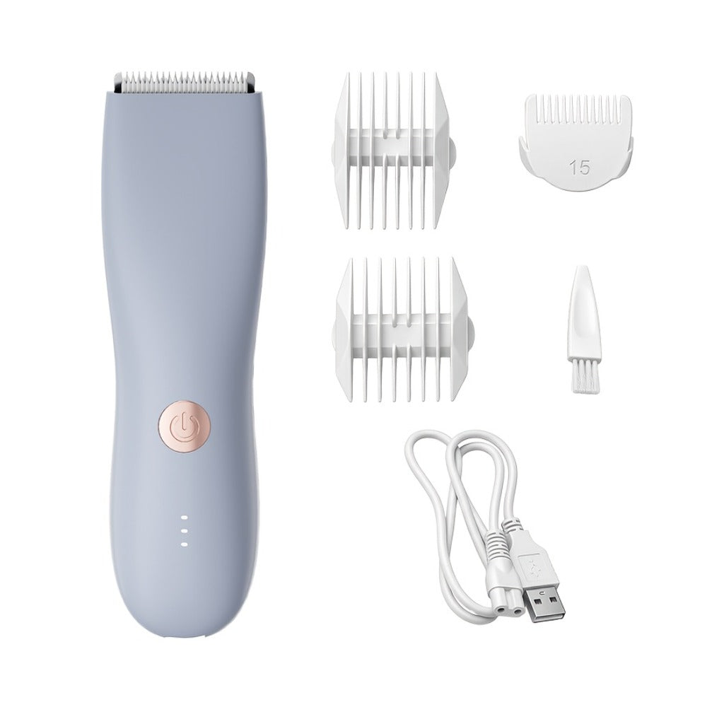 Ceramic-Blade Body Hair Trimmer with IPX6 Rating, Three Guide Guards and Four Color Options