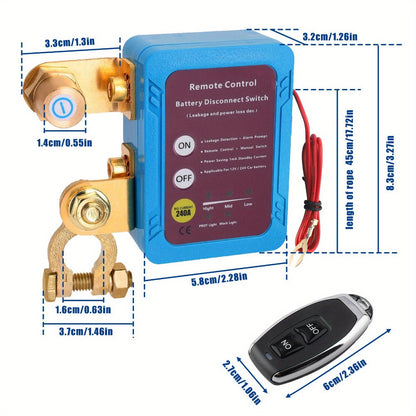 Remote Battery Disconnect Switch 240A 12V/24V – Wireless Kill Switch with Digital Display & Auto Power Shut-Off for Car, Truck, Boat