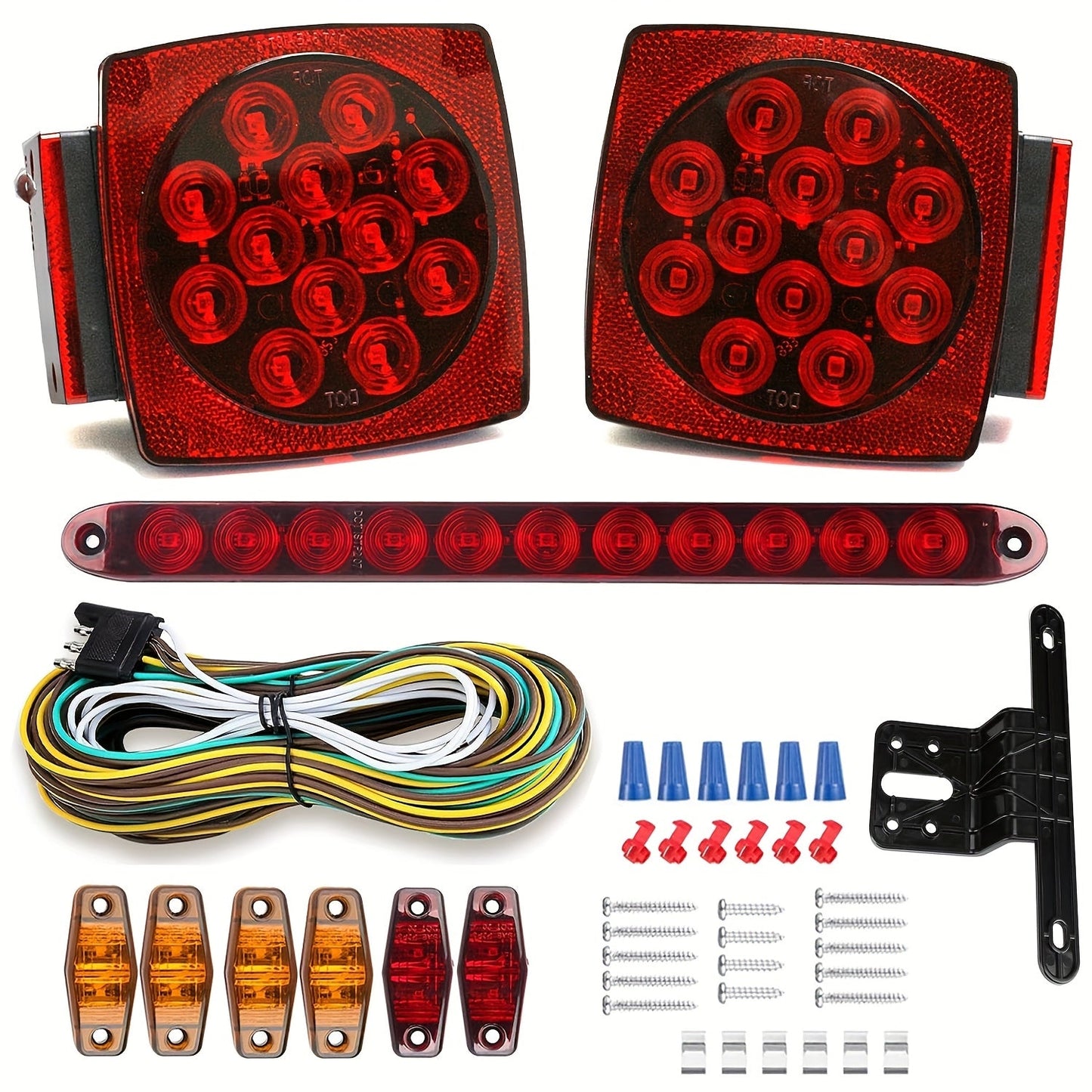 12V LED Trailer Tail Lights Kit – Stop, Turn Signal, Brake & License Plate Light for Trailers Under 80" – Boat, RV, Camper, Truck