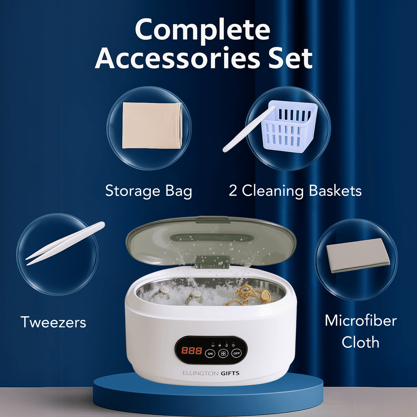 Ultrasonic Cleaner - Jewelry Machine 48000Hz Portable for Glasses Watches Dentures Rings - product detail view 5