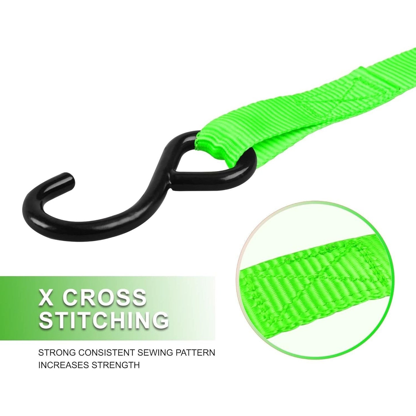 Ratchet Tie Down Straps 4-Pack 15FT 1, 500 lb Break Strength Heavy Duty with Soft Loops & Storage Bag – High-Visibility Webbing
