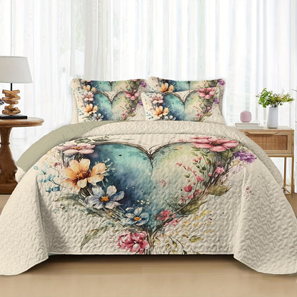 Boho Quilt Comforter Set Twin Full Queen King – Floral Bedding Lightweight Soft Microfiber Reversible Bedspread for Women Girls 2/3 Pcs