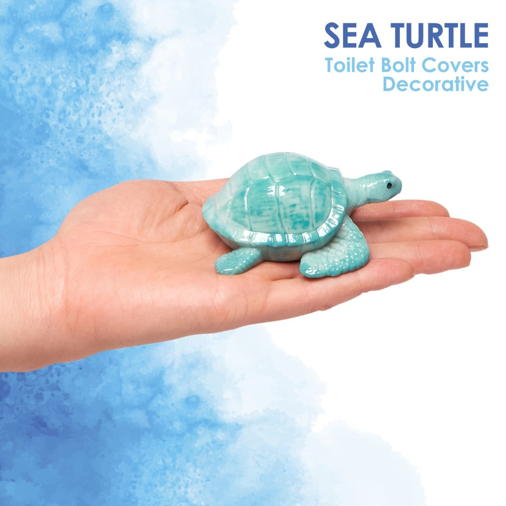 Toilet Bolt Caps Sea Turtle Decorative – 2pcs Resin Sea Turtle Toilet Screw Cover Caps, Easy Install Coastal Bathroom Decor