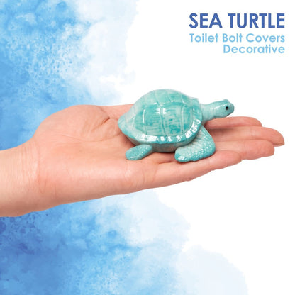 Toilet Bolt Caps Sea Turtle Decorative – 2pcs Resin Sea Turtle Toilet Screw Cover Caps, Easy Install Coastal Bathroom Decor