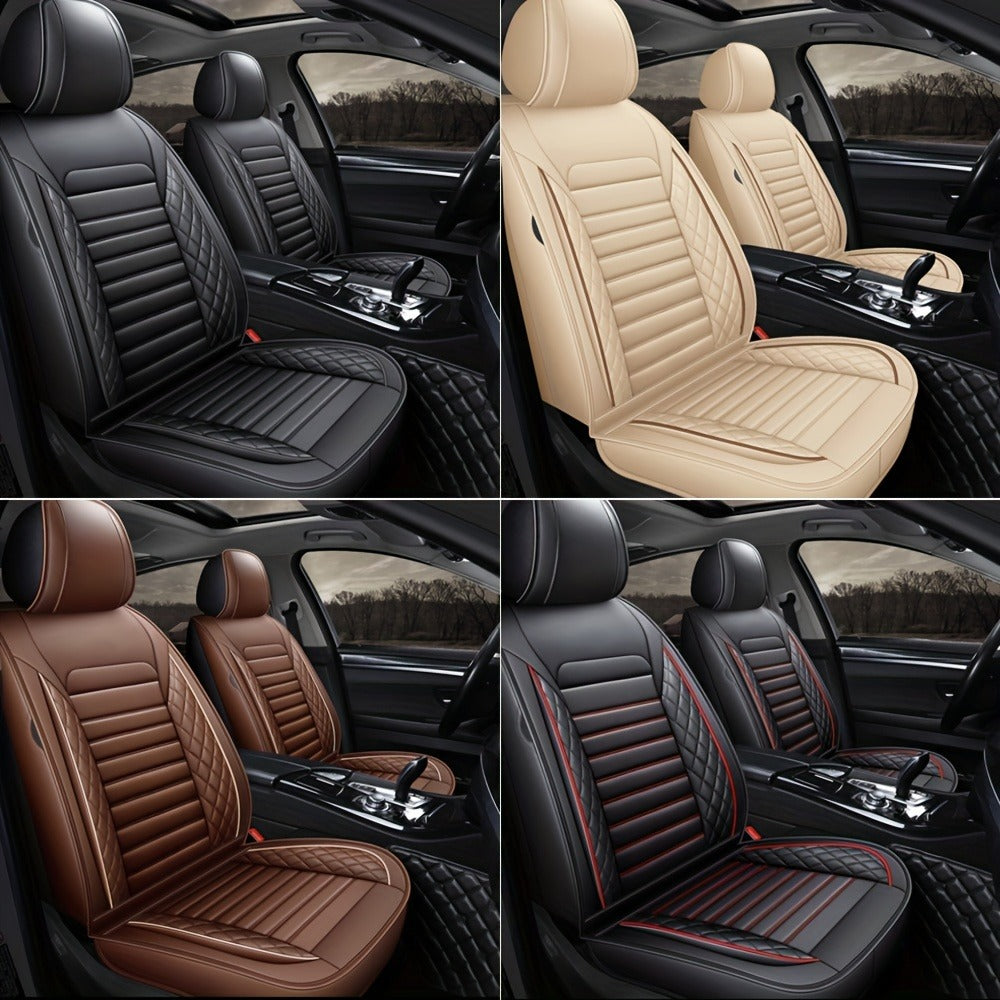 Car Seat Covers 5-Seat PU Leather Set with Front Storage Pocket, Armrest Piece and Eight Colors