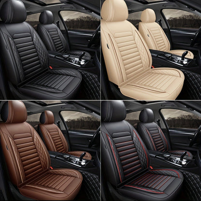 Car Seat Covers 5-Seat PU Leather Set with Front Storage Pocket, Armrest Piece and Eight Colors