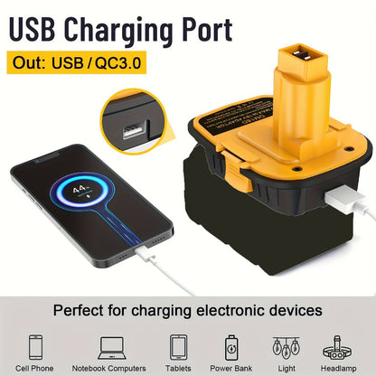 Battery Adapter DM18D DeWalt 18V to 20V Converter with USB Port Compatible with DeWalt 20V for Entryways, Bedrooms and Living Spaces