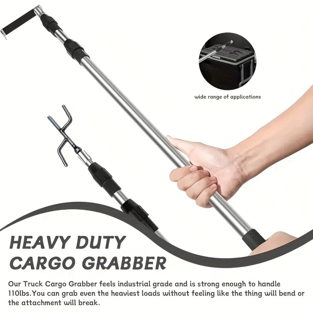 Telescopic Truck Grab Bar Set Stainless Steel Adjustable Length Anti-Slip Grips 59 Inch for Pickups Trucks Trailers Warehouses Construction