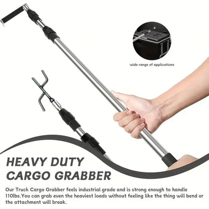 Telescopic Truck Grab Bar Set Stainless Steel Adjustable Length Anti-Slip Grips 59 Inch for Pickups Trucks Trailers Warehouses Construction