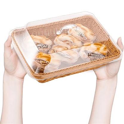 Woven Bread Basket in Square or Round Shape for Serving Bread, Fruit, Desserts and Snacks at Home or on the Dining Table