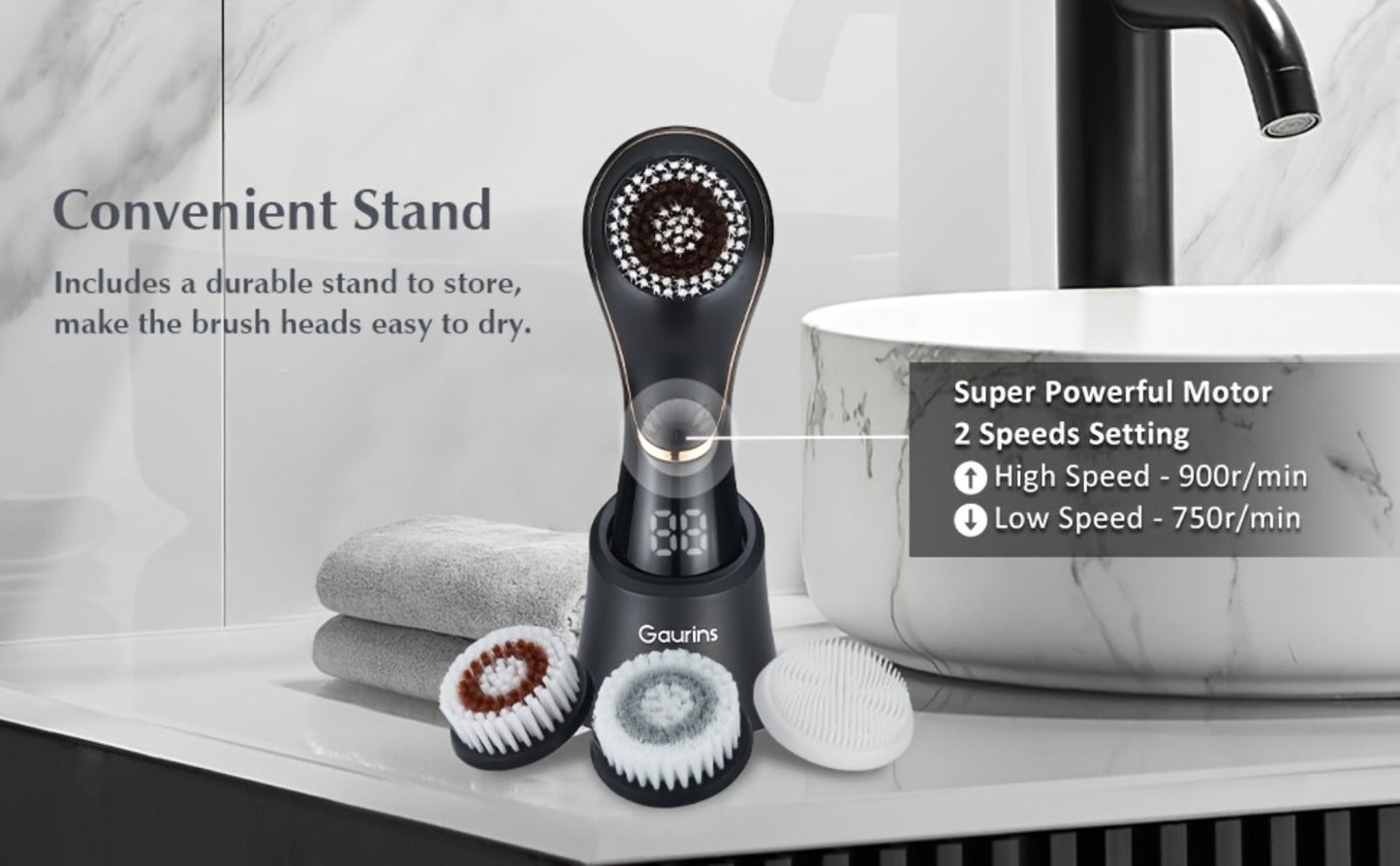 Electric Facial Cleansing Brush Spin Rechargeable for Bath Time, Home Spa and Personal Care