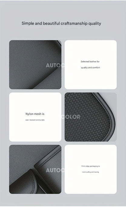 Car Backseat Organizer with Foldable Table Tray & Tablet Holder – PU Leather Seat Back Protector Kick Mat