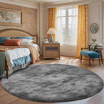 Area Rug Fluffy Faux-Fur Shag in Solid, Tie-Dye and Ombre Colors with Six available Room Sizes
