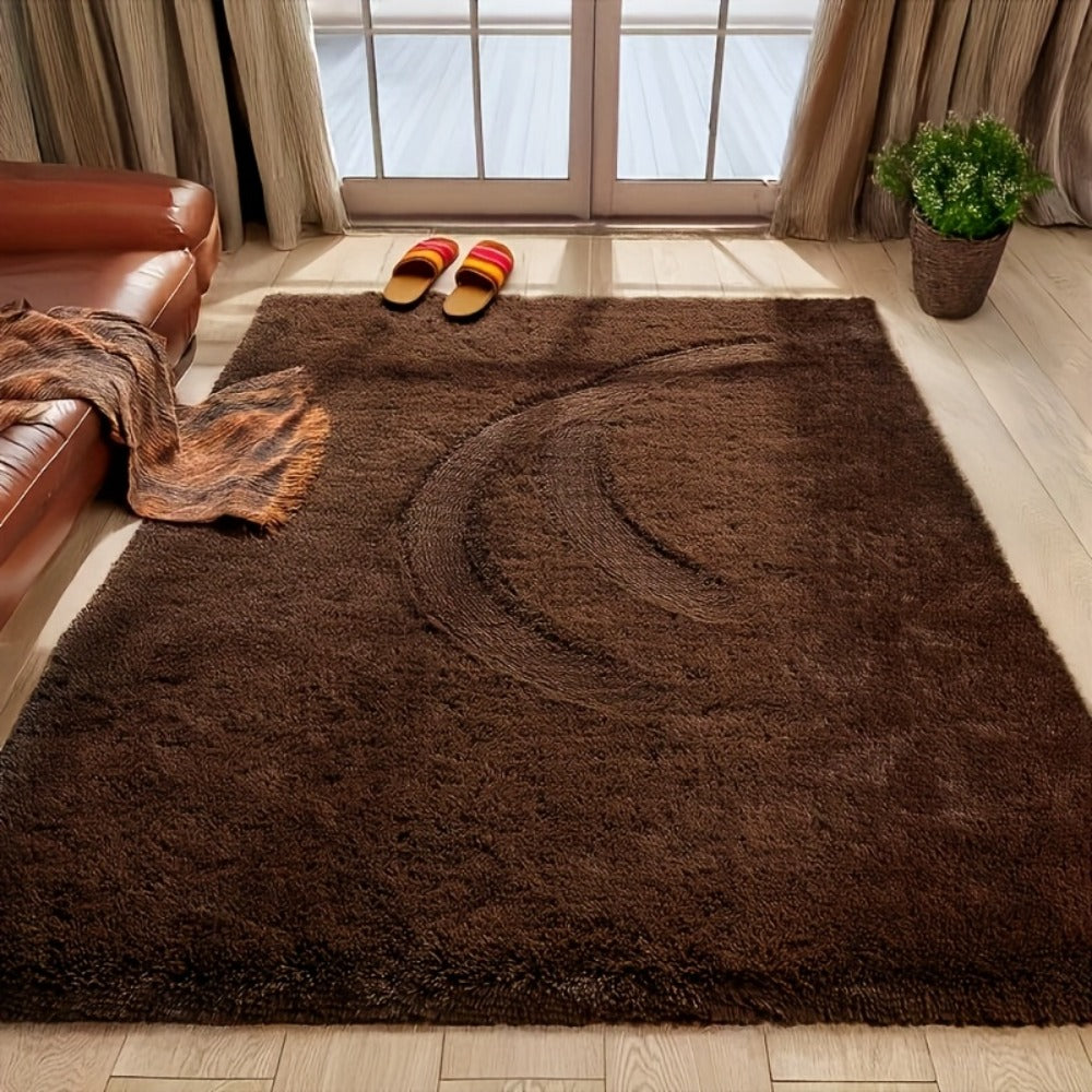 Area Rug Fluffy Faux-Fur Shag in Solid, Tie-Dye and Ombre Colors with Six available Room Sizes