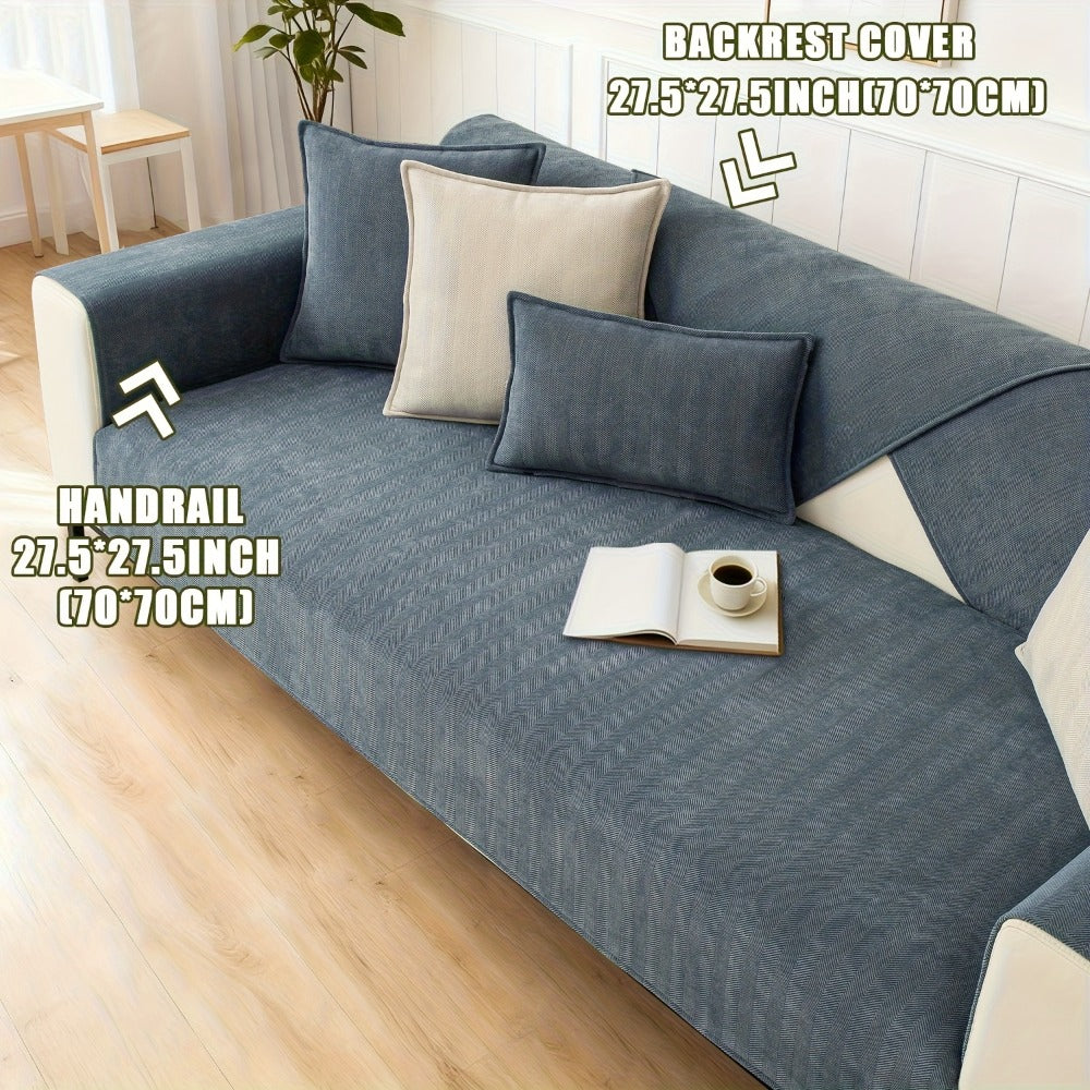 Sofa Cover Ribbed Chenille Stretch Panels for 1 to 4 Seats, Armrests or Cushions with Model-Specific Size and Color Options