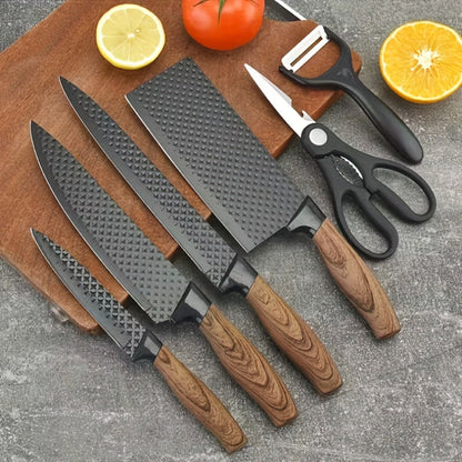 6-Piece Kitchen Knife Set, Chef's Knife, Slicing Knife, Scraper & Scissors, High Carbon Stainless Steel