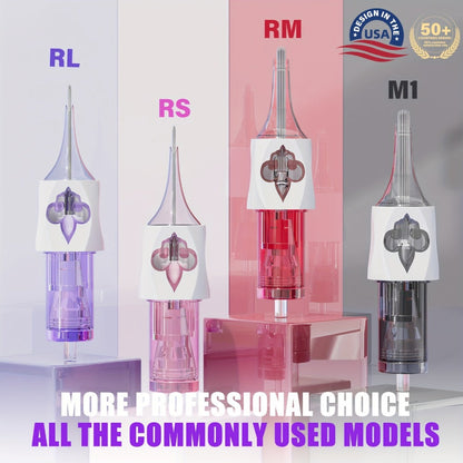 Tattoo Cartridge Needles with LumenTip Label, 20 or 50-Piece #12 RL RS RM M1 Cartridge Pack Choices