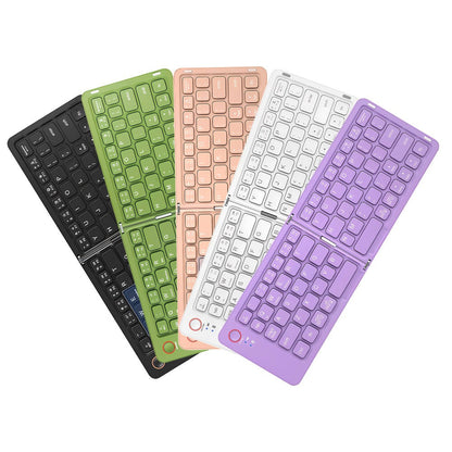 Double-Fold Pocket Bluetooth Keyboard Rechargeable Ultra- Travel Wireless Keyboard Compatible for an Everyday Personal Care Routine