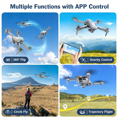 Foldable HD Camera Drone Free Storage Bag USB-C Charging 3D Flips Single or Dual Camera Built-in Screen Remote