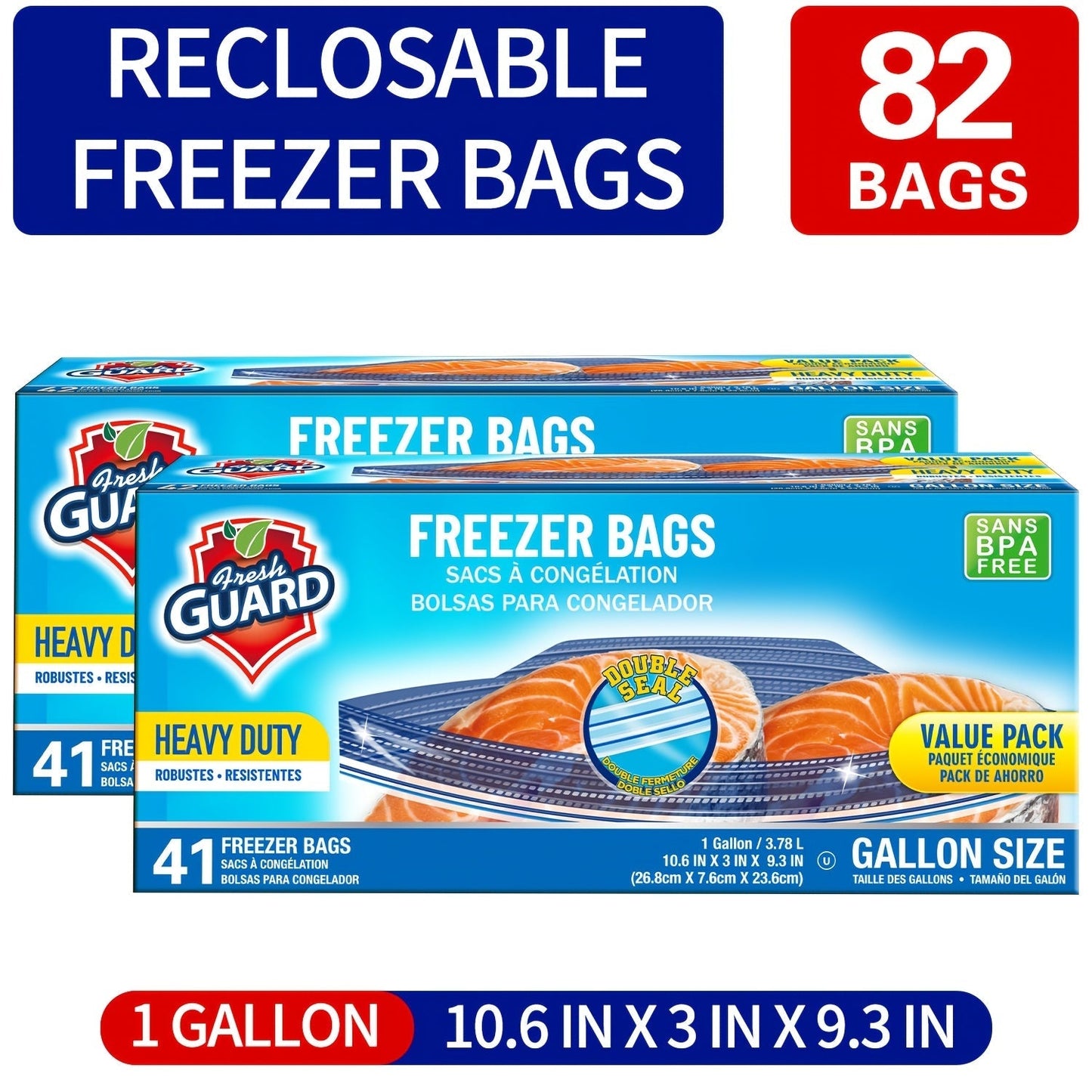 Freezer Storage Bags Resealable, Sturdy Bulk Food Storage Bags with Easy-Open Tabs for Freezer & Refrigerator