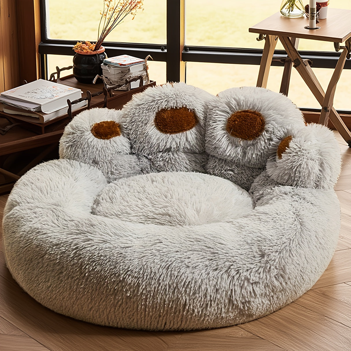 Plush Dog Bed Bear Paw Design – Thickened Soft Warm Pet Cushion Bed for Dogs & Cats, Non-Slip Bottom, Extra Large Cat Bed