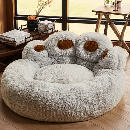 Plush Dog Bed Bear Paw Design – Thickened Soft Warm Pet Cushion Bed for Dogs & Cats, Non-Slip Bottom, Extra Large Cat Bed