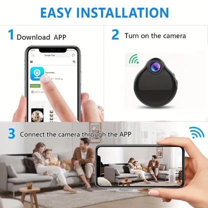 Mini WiFi Body Camera in Black with 100-Degree Lens Marking, Motion Alerts, Loop Video, Night View and TF Card Slot