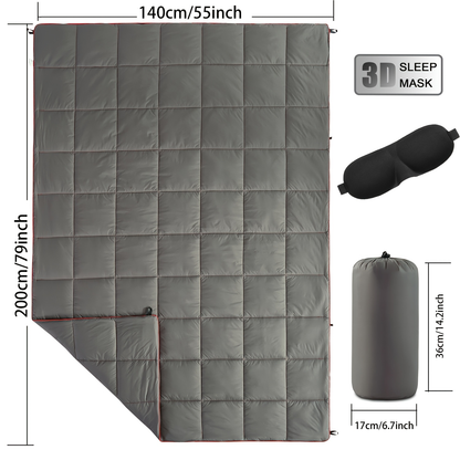 Camping Blanket Puffy Outdoor Down Alternative Windproof Warm 55x79 Inch Lightweight Printed Quilt for Beach Picnic Hammock Travel Cold