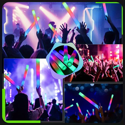 LED Foam Glow Stick Party Supplies Pack with 30 Multi-Color Flashing Sticks and Included Batteries