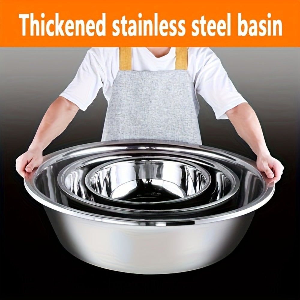 Stainless Steel Mixing Bowl Large 15.75 Inch with Footed Base, Salad Bowl, Vegetable & Fruit Washing Basin