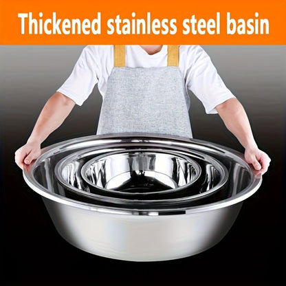 Stainless Steel Mixing Bowl Large 15.75 Inch with Footed Base, Salad Bowl, Vegetable & Fruit Washing Basin