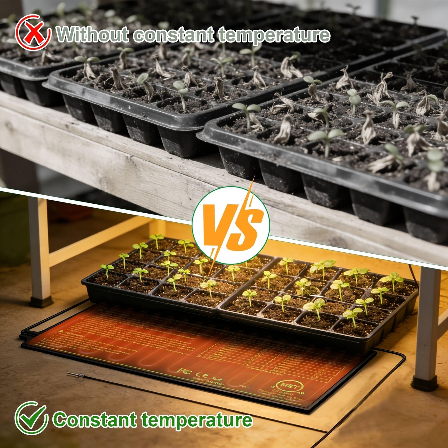 Seedling Heat Mat with Smart Thermostat Control, PVC Germination Heating Pad Accelerate Seed Sprouting Root Zone Warmth