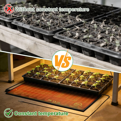 Seedling Heat Mat with Smart Thermostat Control, PVC Germination Heating Pad Accelerate Seed Sprouting Root Zone Warmth
