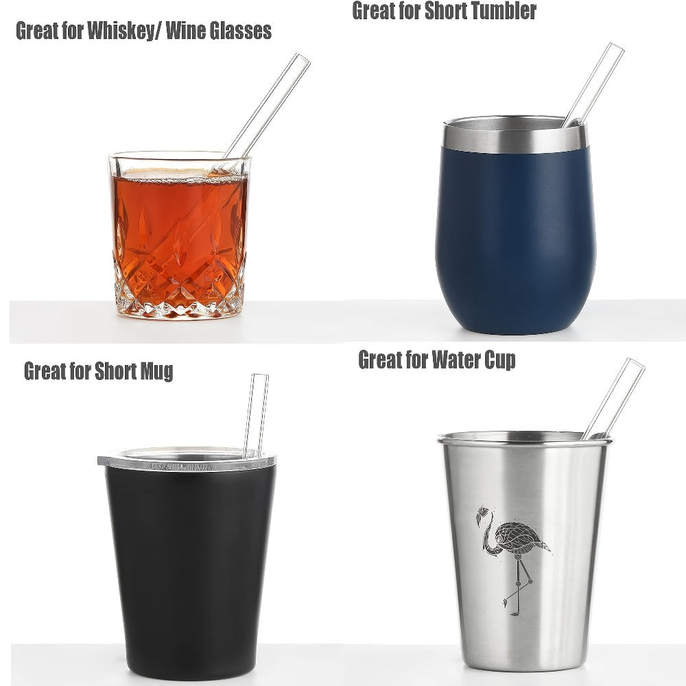 Borosilicate Glass Straws 10pcs Reusable Clear 12mm Wide, Heat Resistant 150°C for Entryways, Bedrooms and Living Spaces