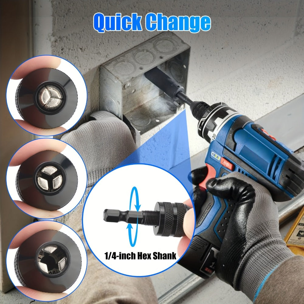 Keyless Drill Chuck Adapter 4PCS 1/4 Inch Hex Shank Quick Change 0.3-6.5mm 0.3-3.6mm Collet Screwdriver Impact Driver Converter for Drill