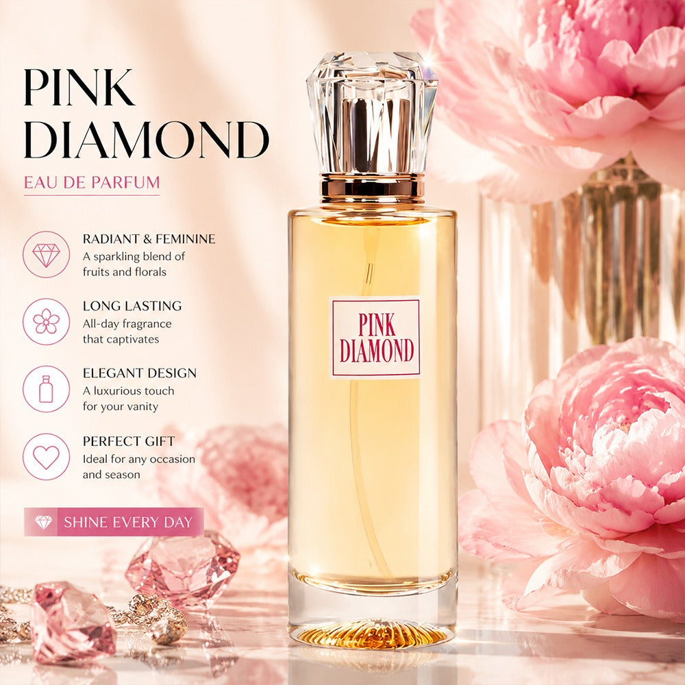 Pink Diamond Eau de Parfum Spray, 3.4 fl oz Bottle with Aldehyde, Lily and Orange Scent Notes