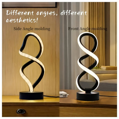 Spiral LED Table Lamp with Dimmable Push-Button Control, Modern Metal Base and Six Black or White Configuration Options