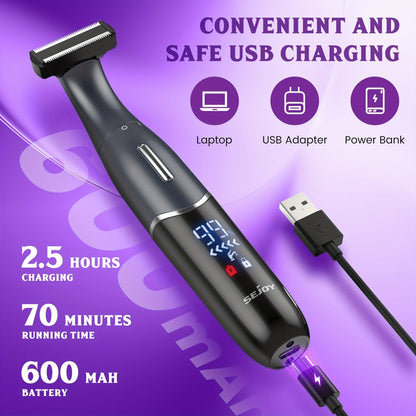 Women's Electric Bikini Trimmer Body Shaver Cordless Razor Replaceable Heads Facial Hair Eyebrow Nose Ear Hair Removal Sensitive Skin
